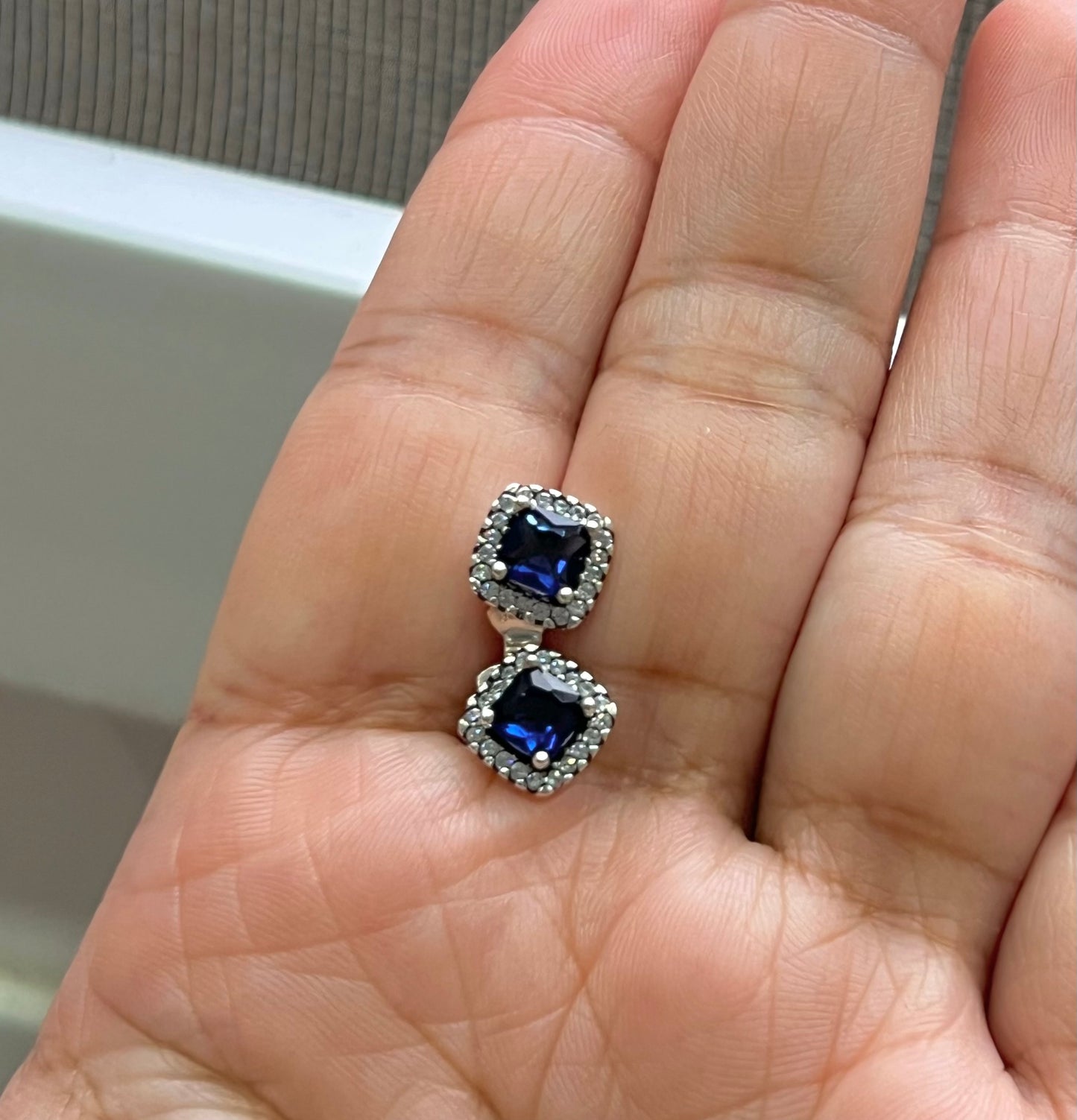 Aretes Cuadrado Azul Silver