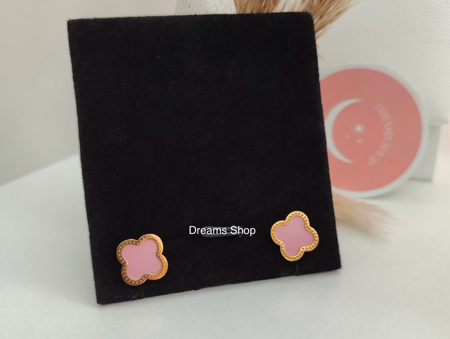 Aretes de Trébol - Rosado y Dorado