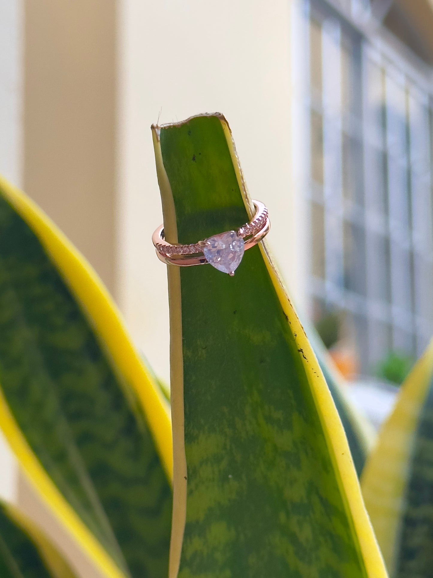 Anillo Corazón Doble Banda Rose Gold