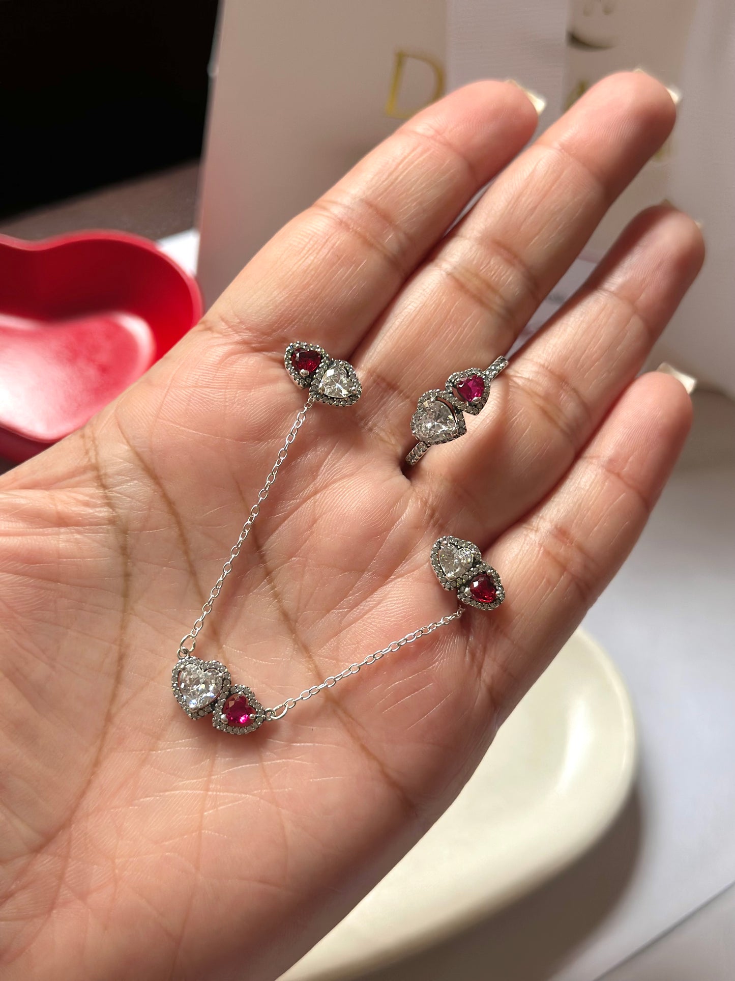 Set Halo Corazón Rojo & Silver