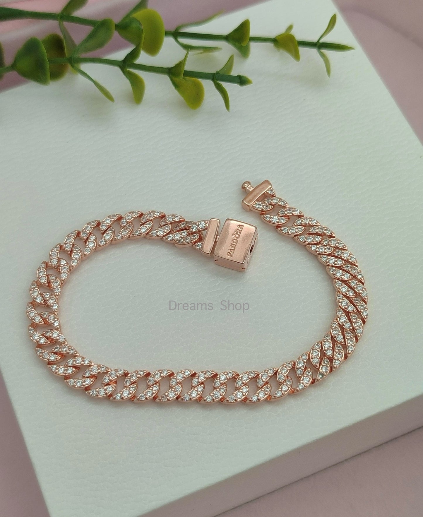 Pulsera de Cadena Pave de Pandora Timeless - Rose Gold