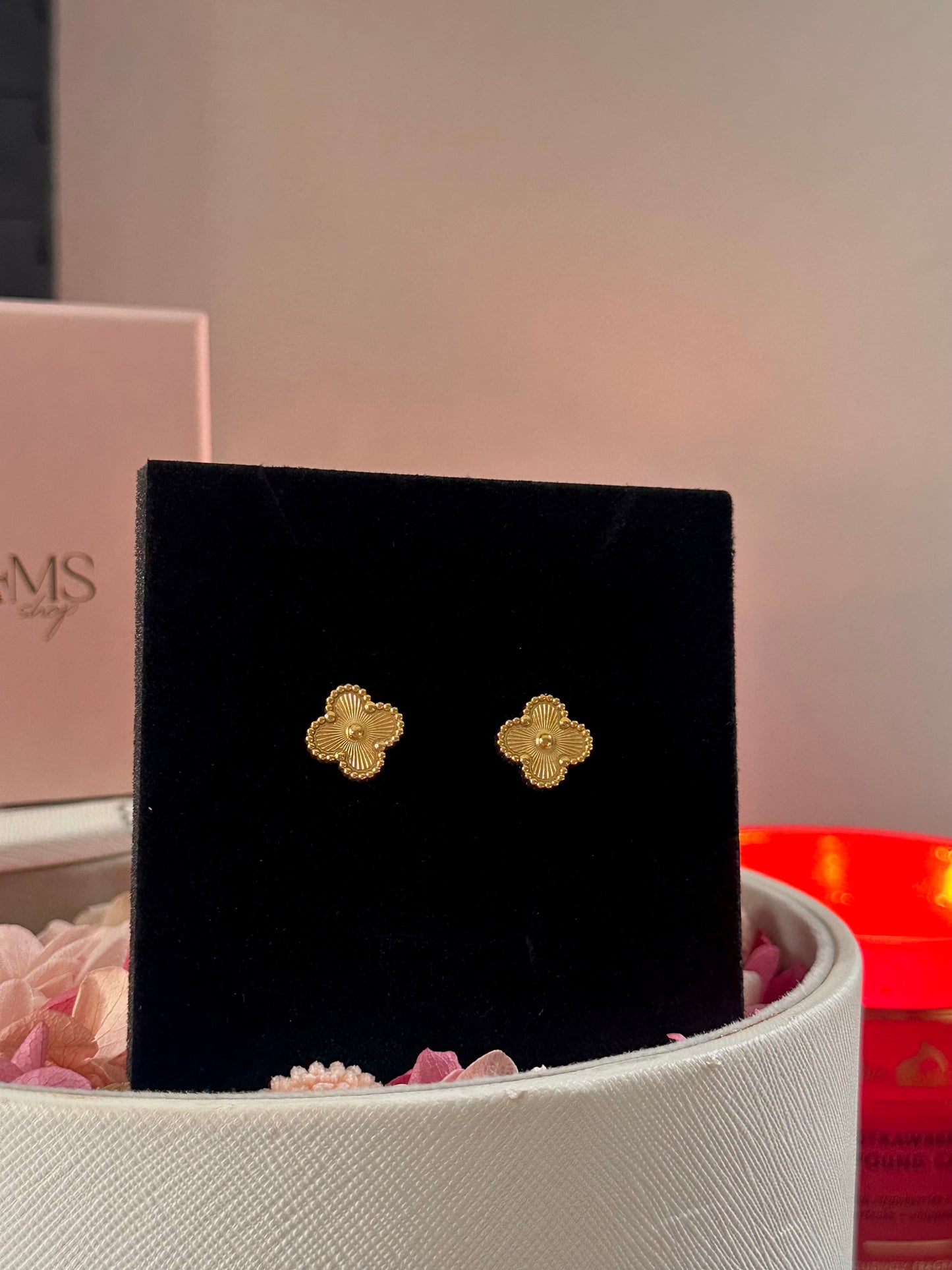 Aretes Solitario Trébol Gold