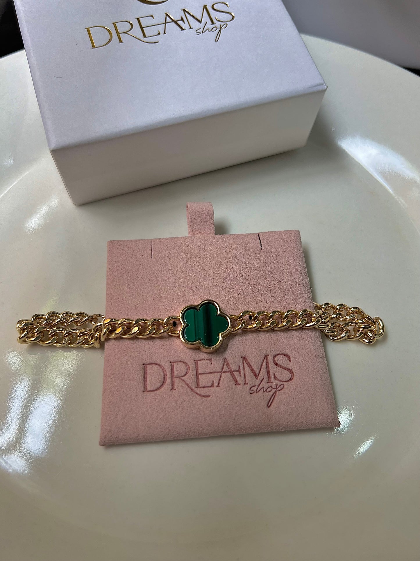 Brazalete Green & Gold - Chunky Chain Van Cleef