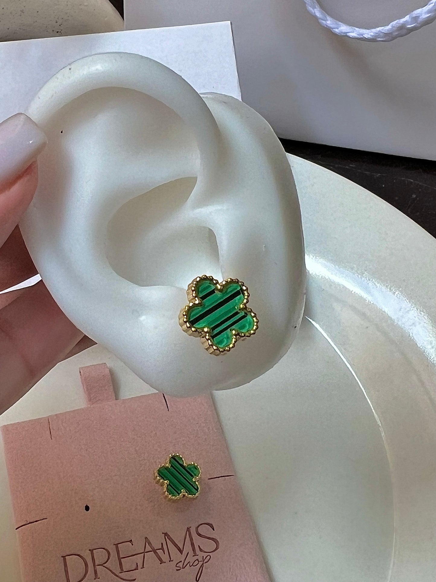 Aretes Green & Gold Flor - Van Cleef