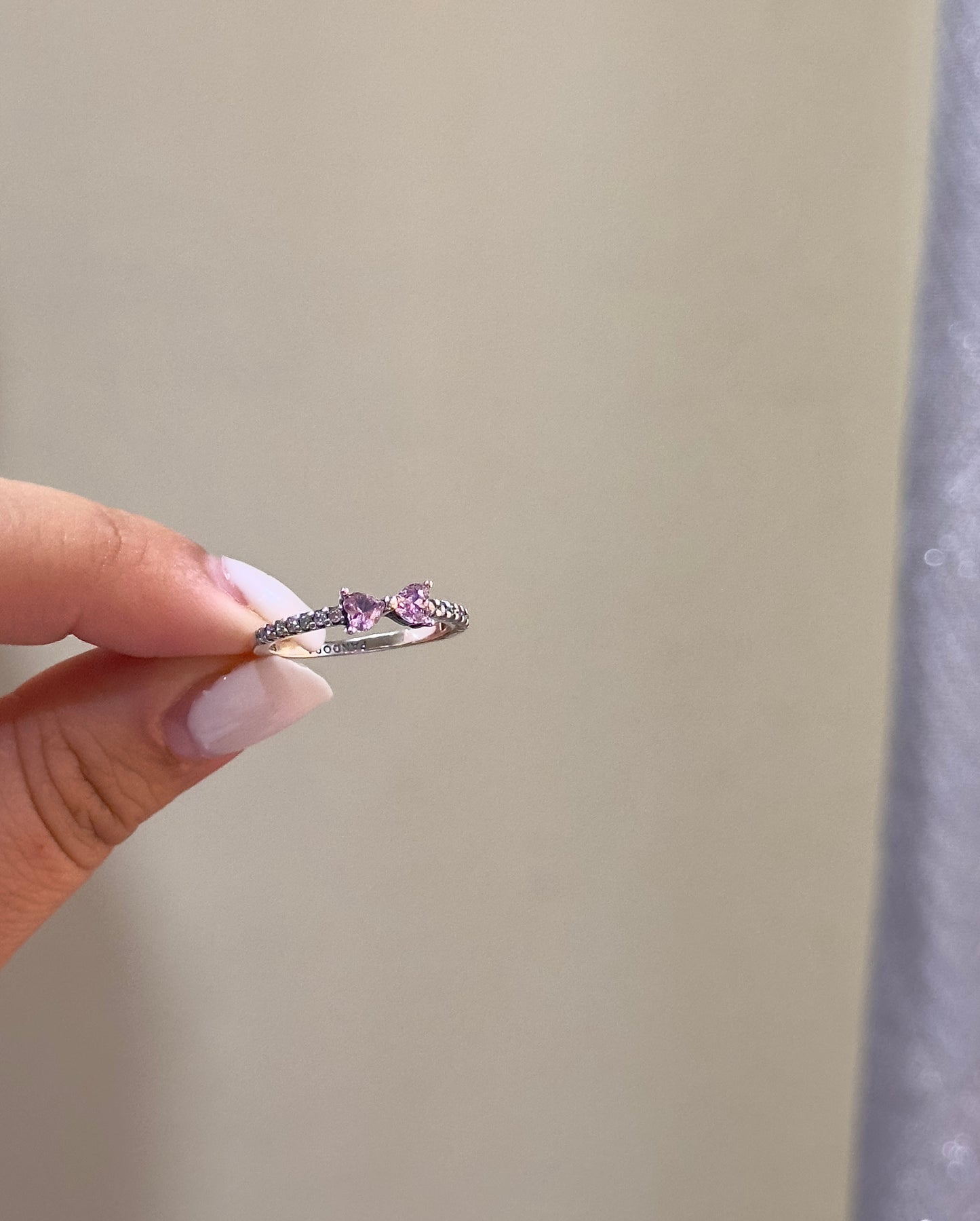 Anillo Lazo Rosa Brillante