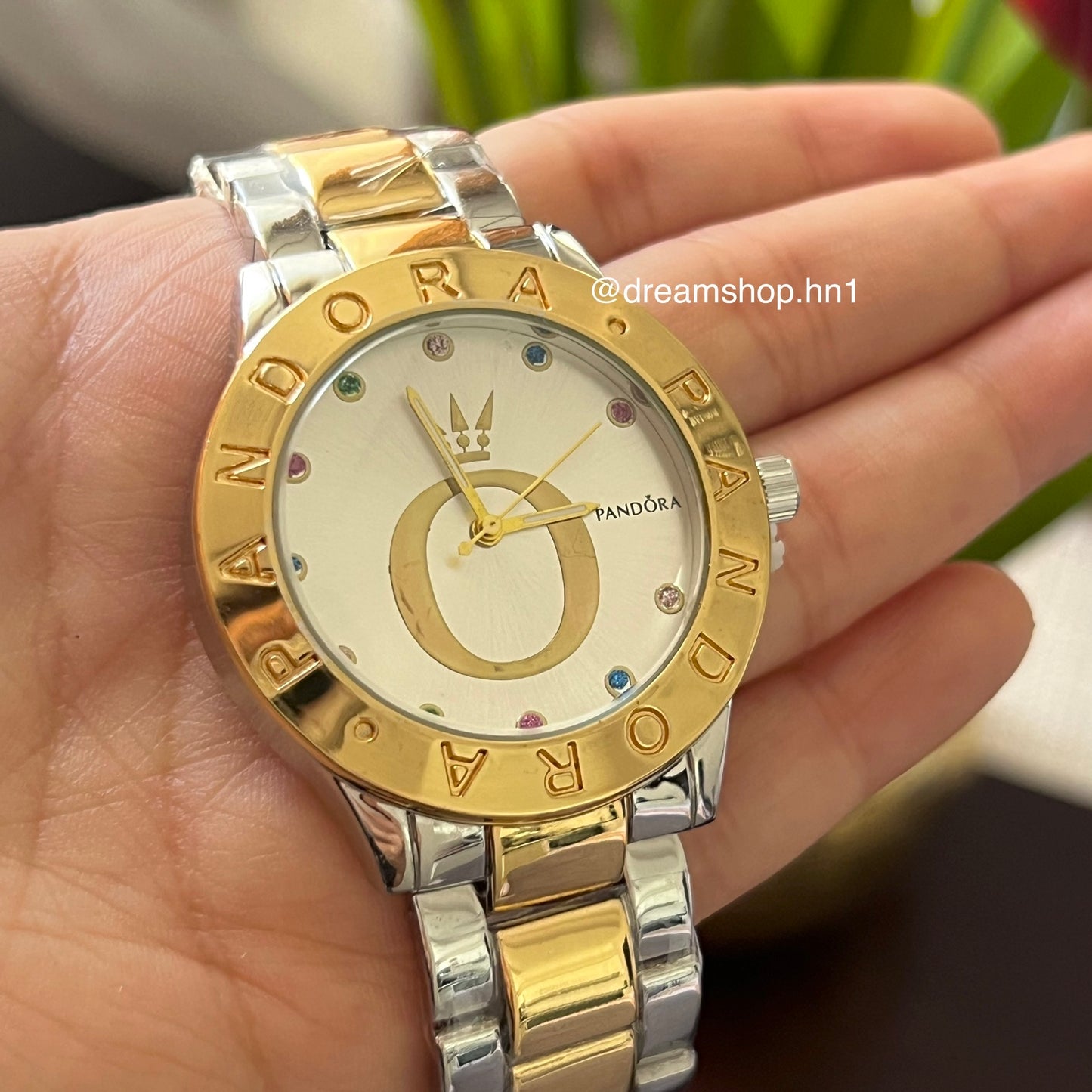 Reloj Logo Corona Plateado + Gold