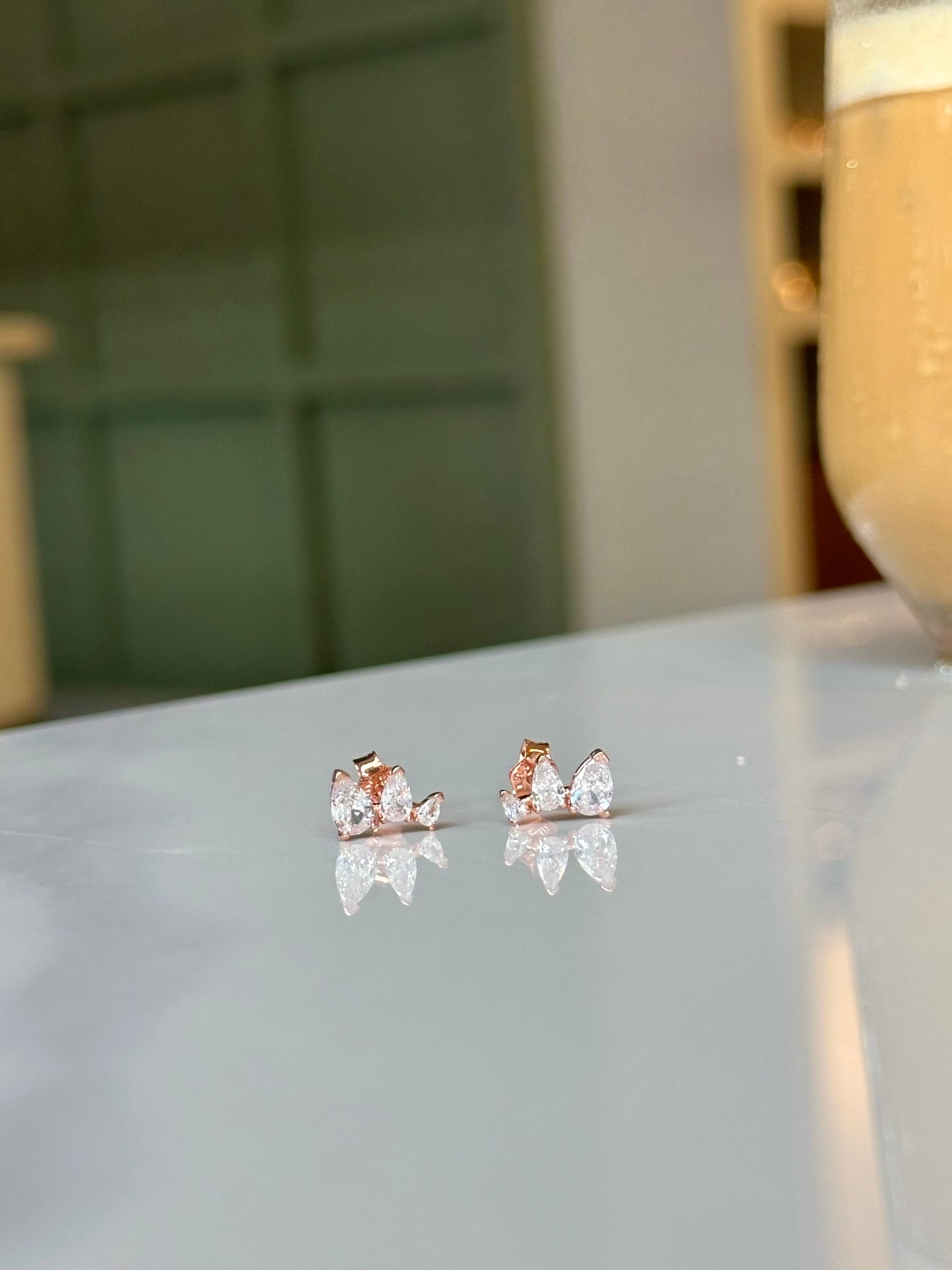 Aretes Triple Circonia Rose