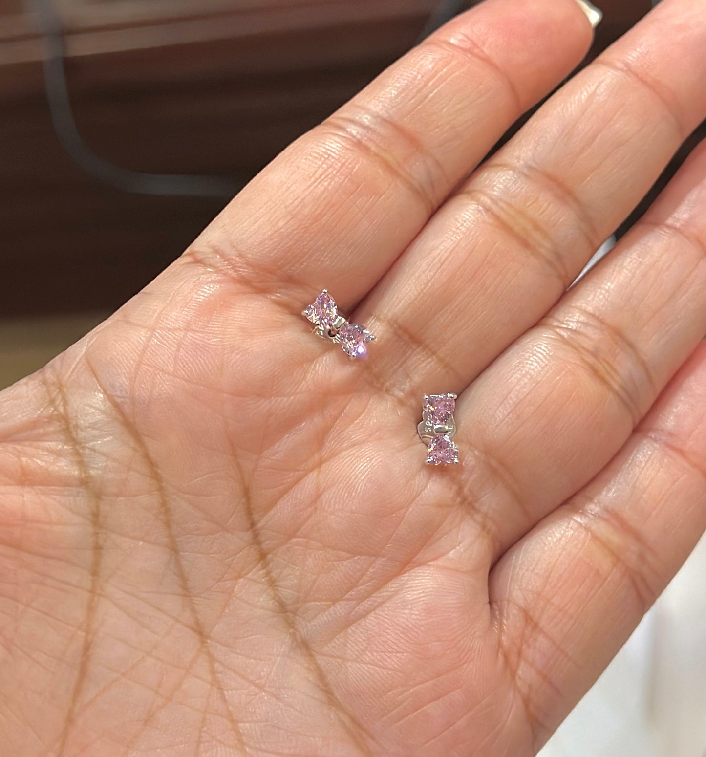 Aretes Lazo Rosa Brillante