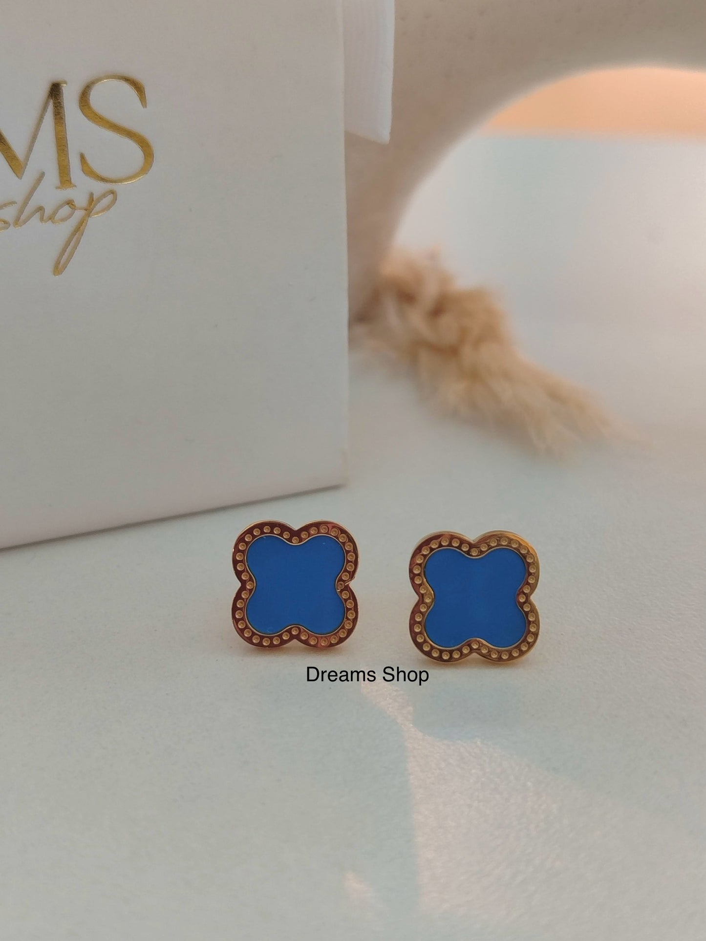 Aretes Trébol - Azul y Dorado