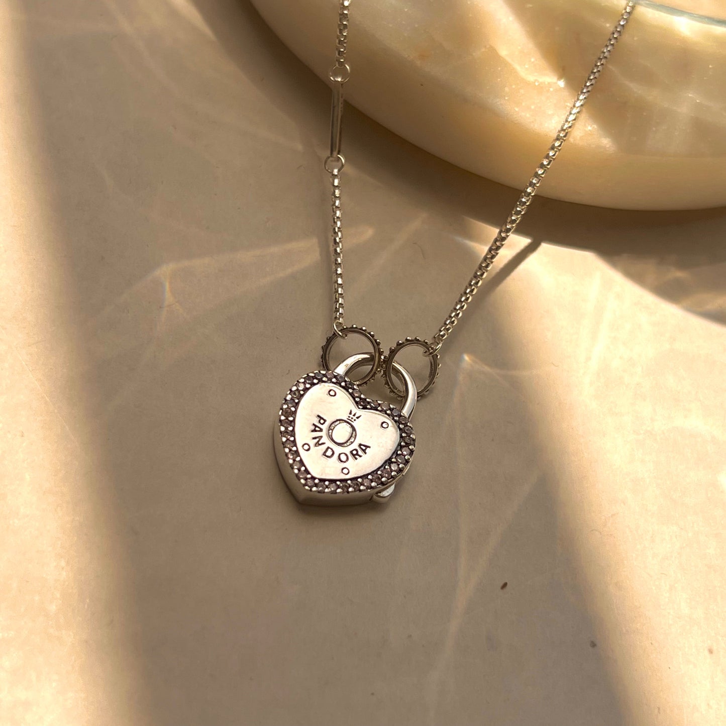 Collar Candado Corazón Brillante
