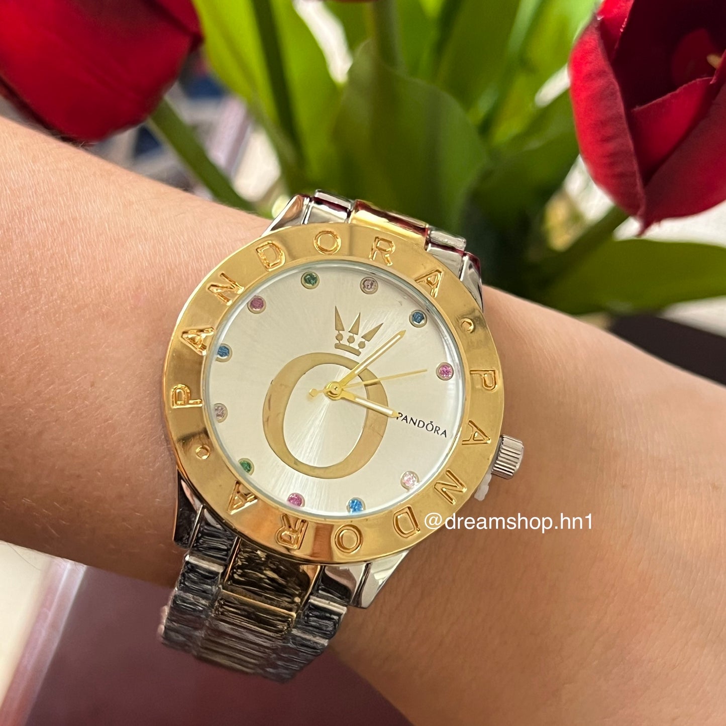 Reloj Logo Corona Plateado + Gold