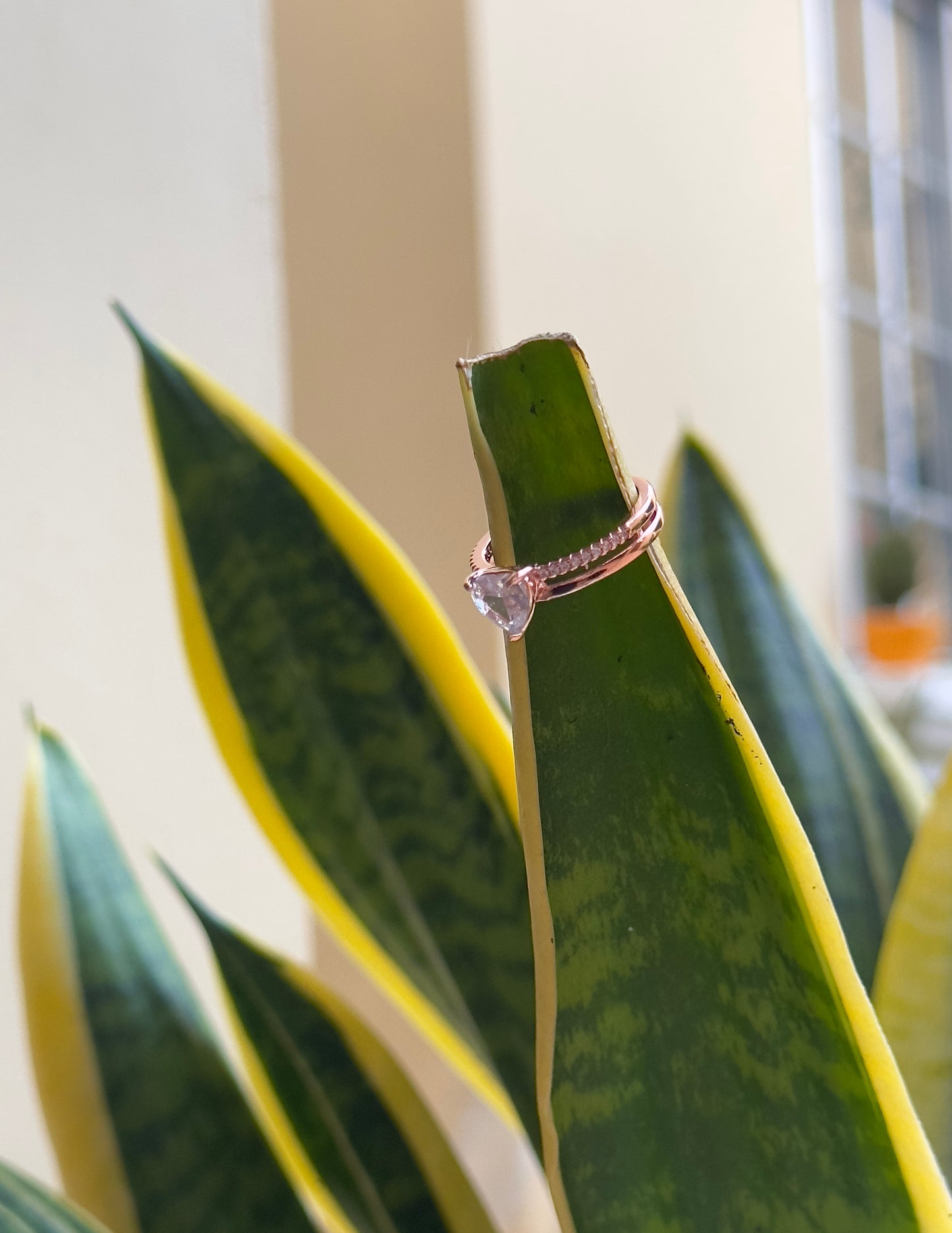 Anillo Corazón Doble Banda Rose Gold