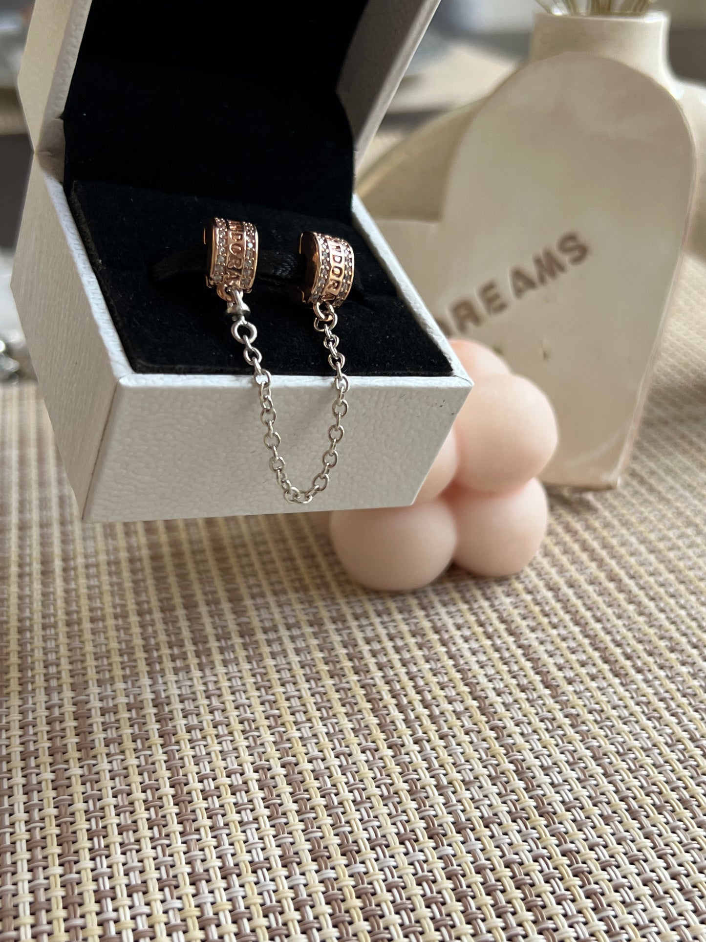 Cadena Seguridad de Logo y Clip Rose Gold
