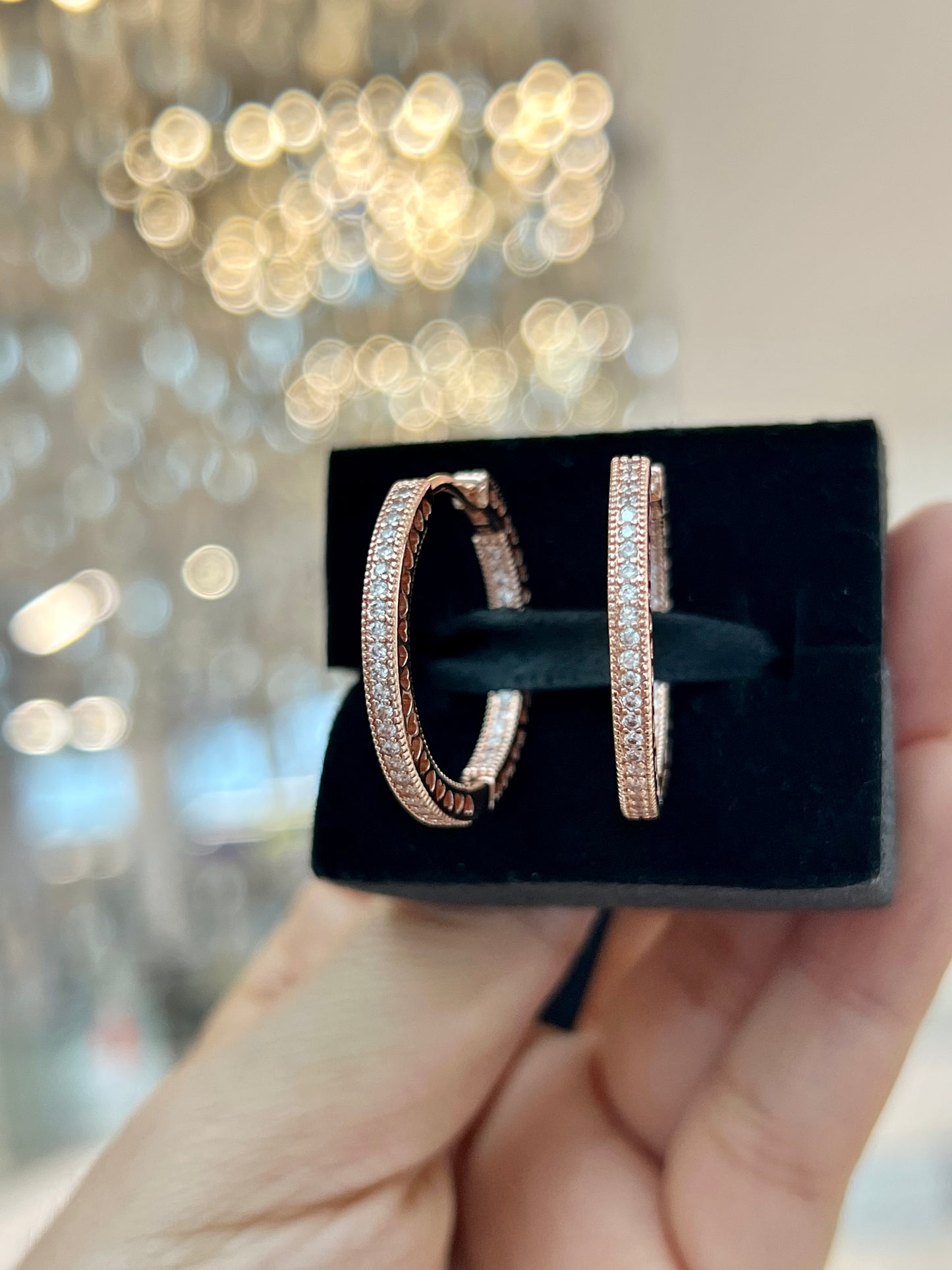 Aretes Corazones Grandes Rose Gold - Talla L