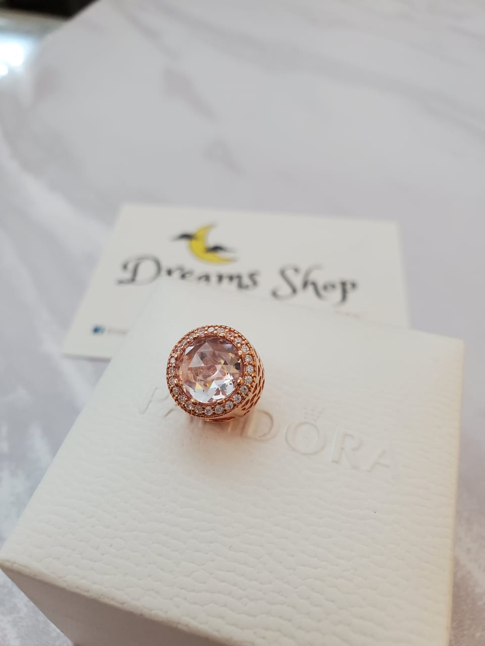 Charm Cristal Transparente Brillante Rose Gold