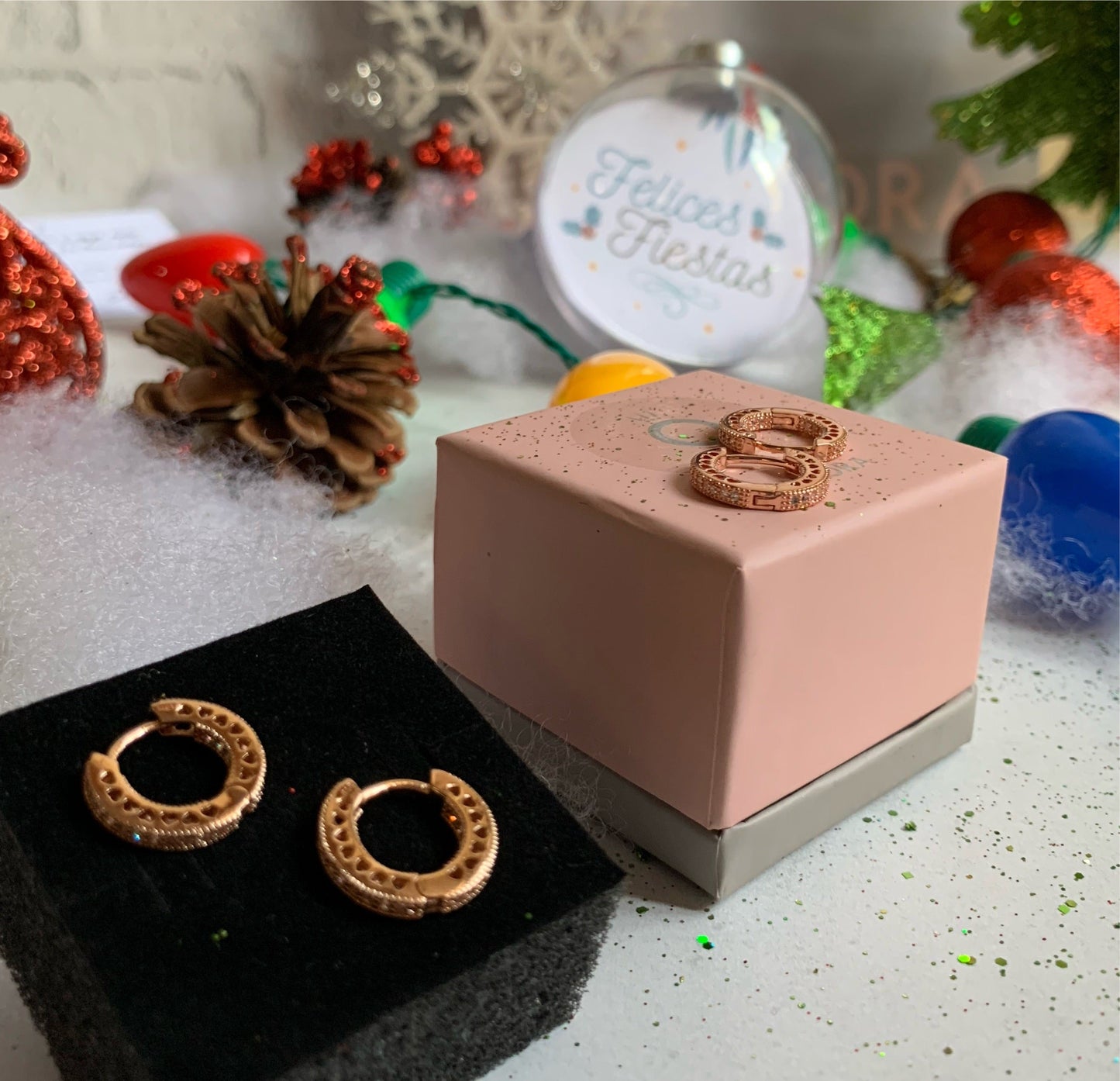 Aretes Corazones Talla S - Rose Gold