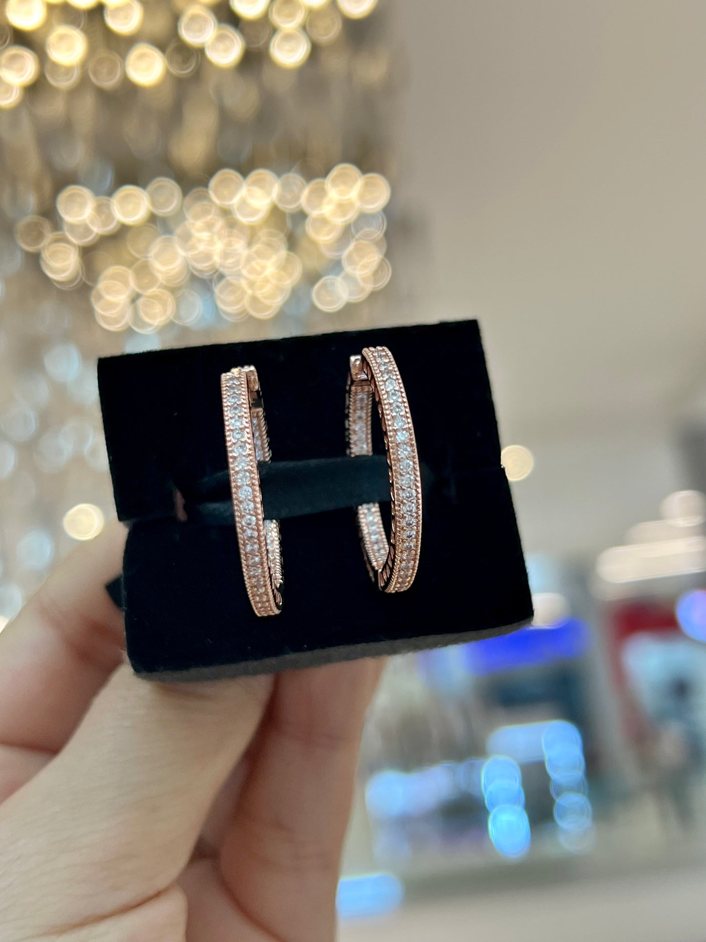 Aretes Corazones Grandes Rose Gold - Talla L