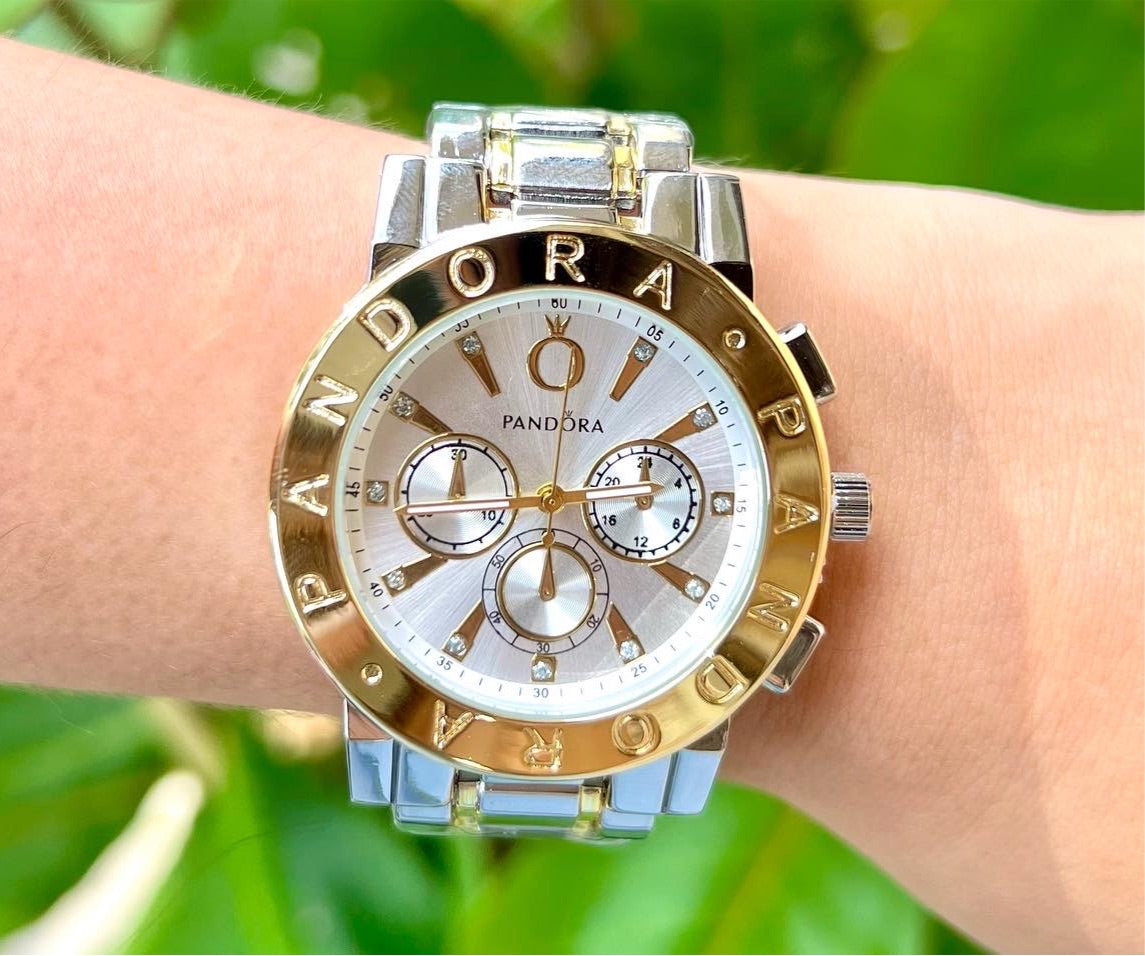 Reloj 3 Botones Silver + Gold