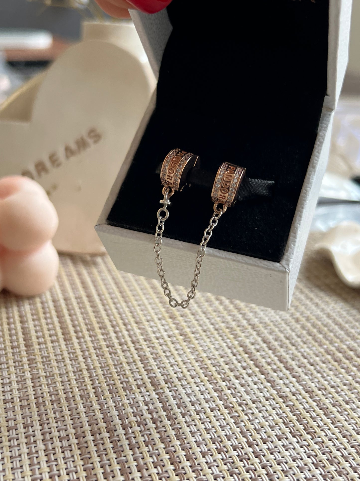 Cadena Seguridad de Logo y Clip Rose Gold