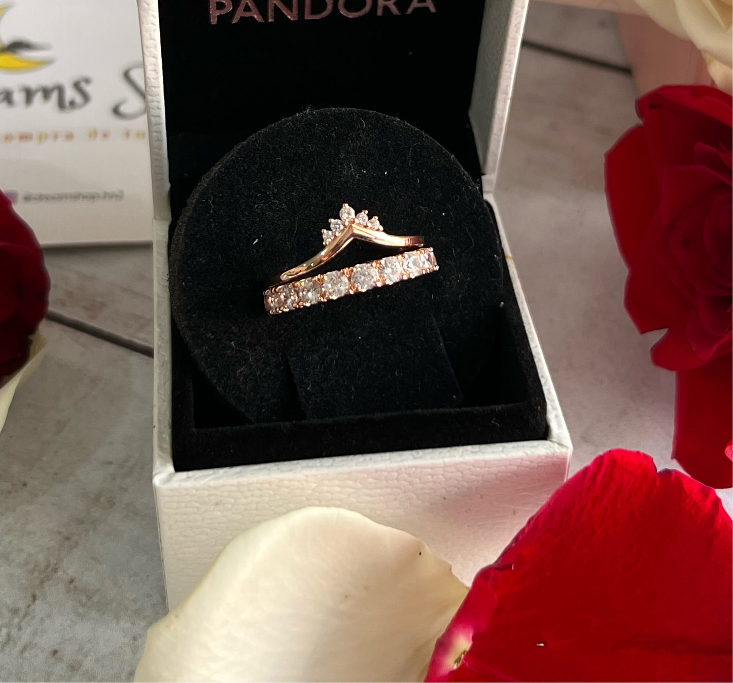 Set Anillos Deseo Tiara + Eternity Rose Gold