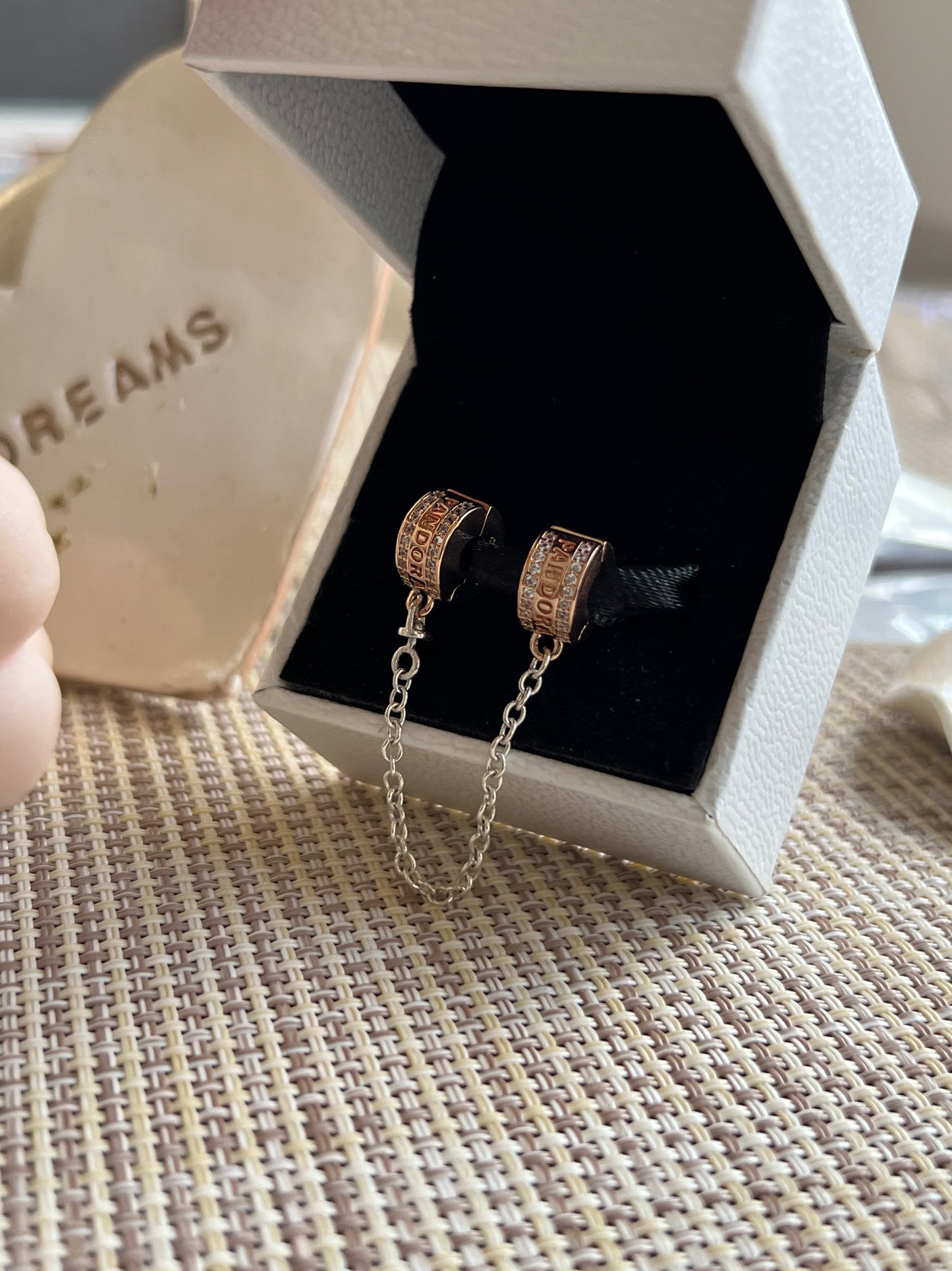 Cadena Seguridad de Logo y Clip Rose Gold