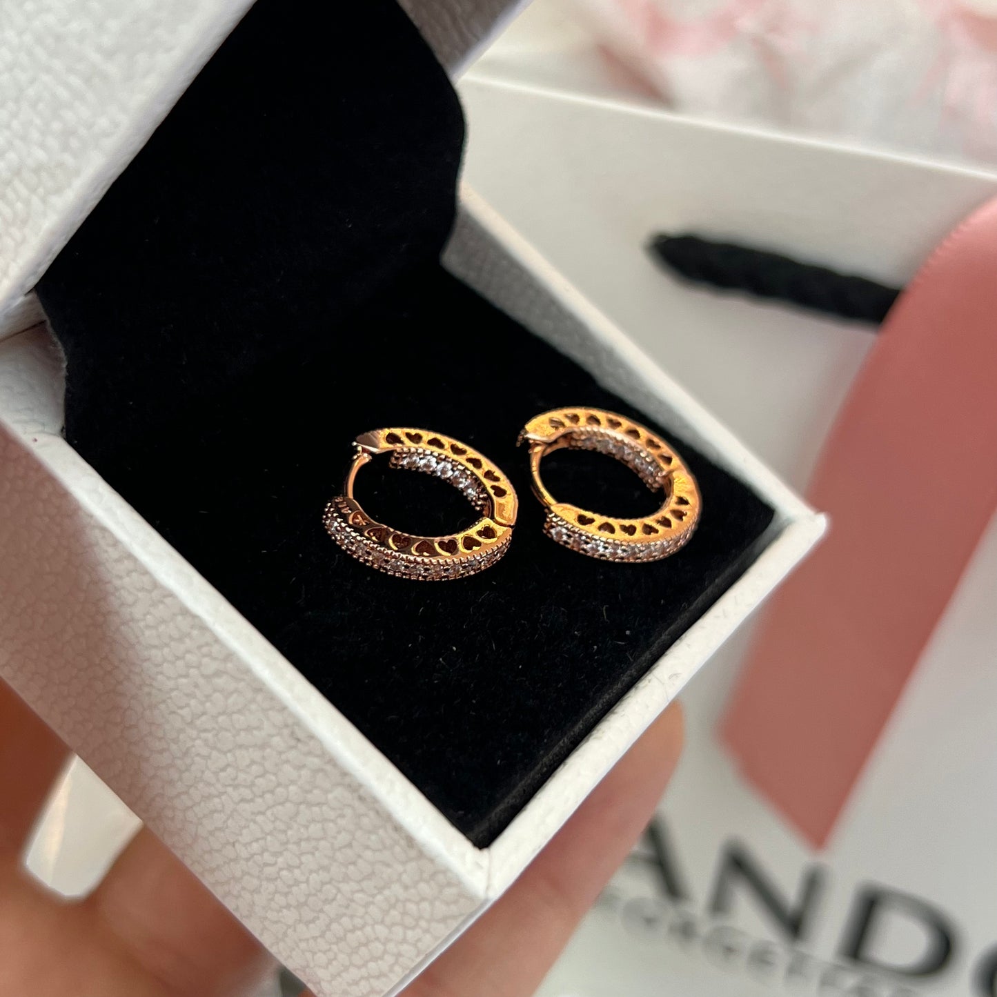 Aretes Corazones Talla S - Rose Gold