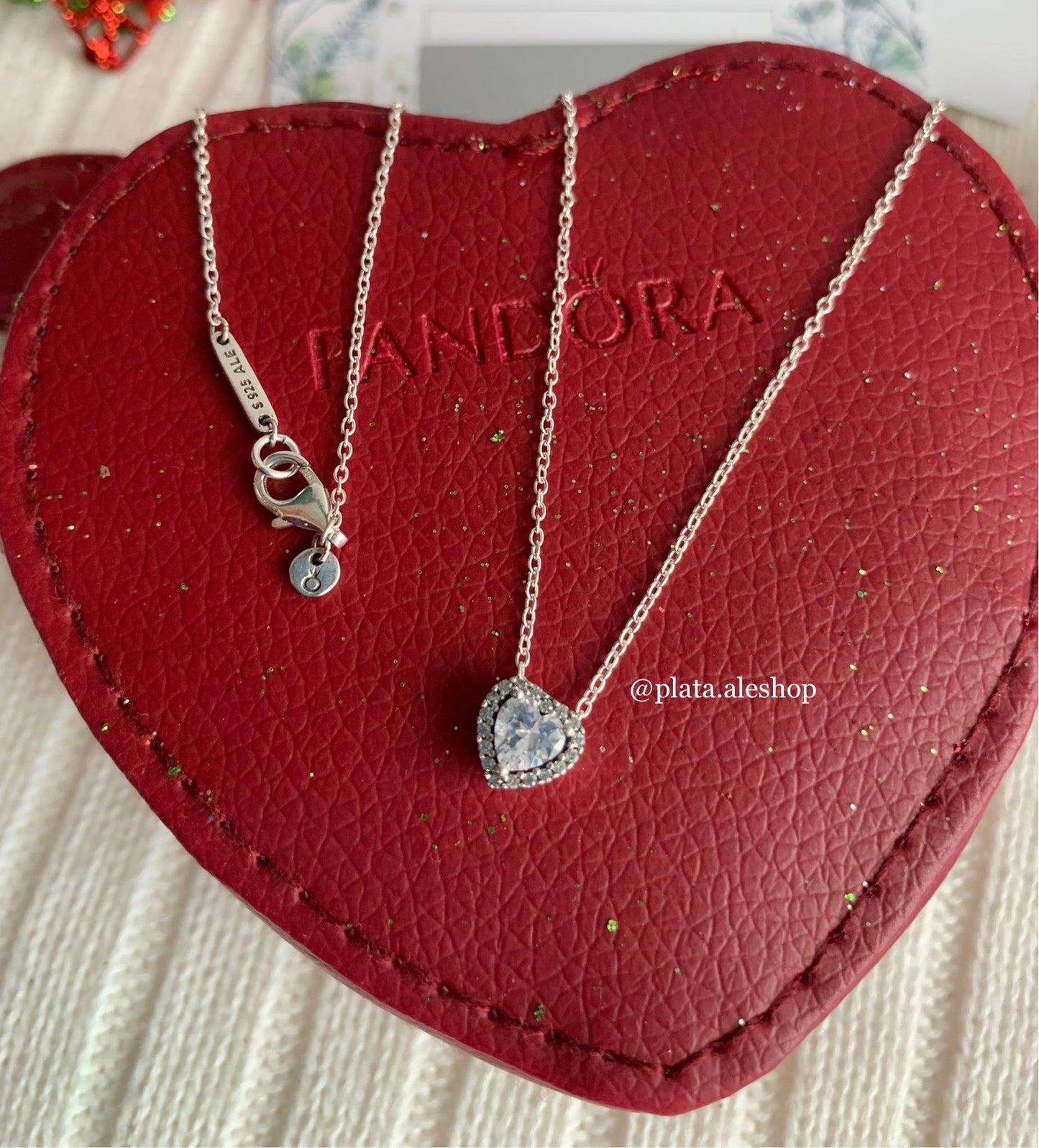 Collar Corazón Brillante Plateado
