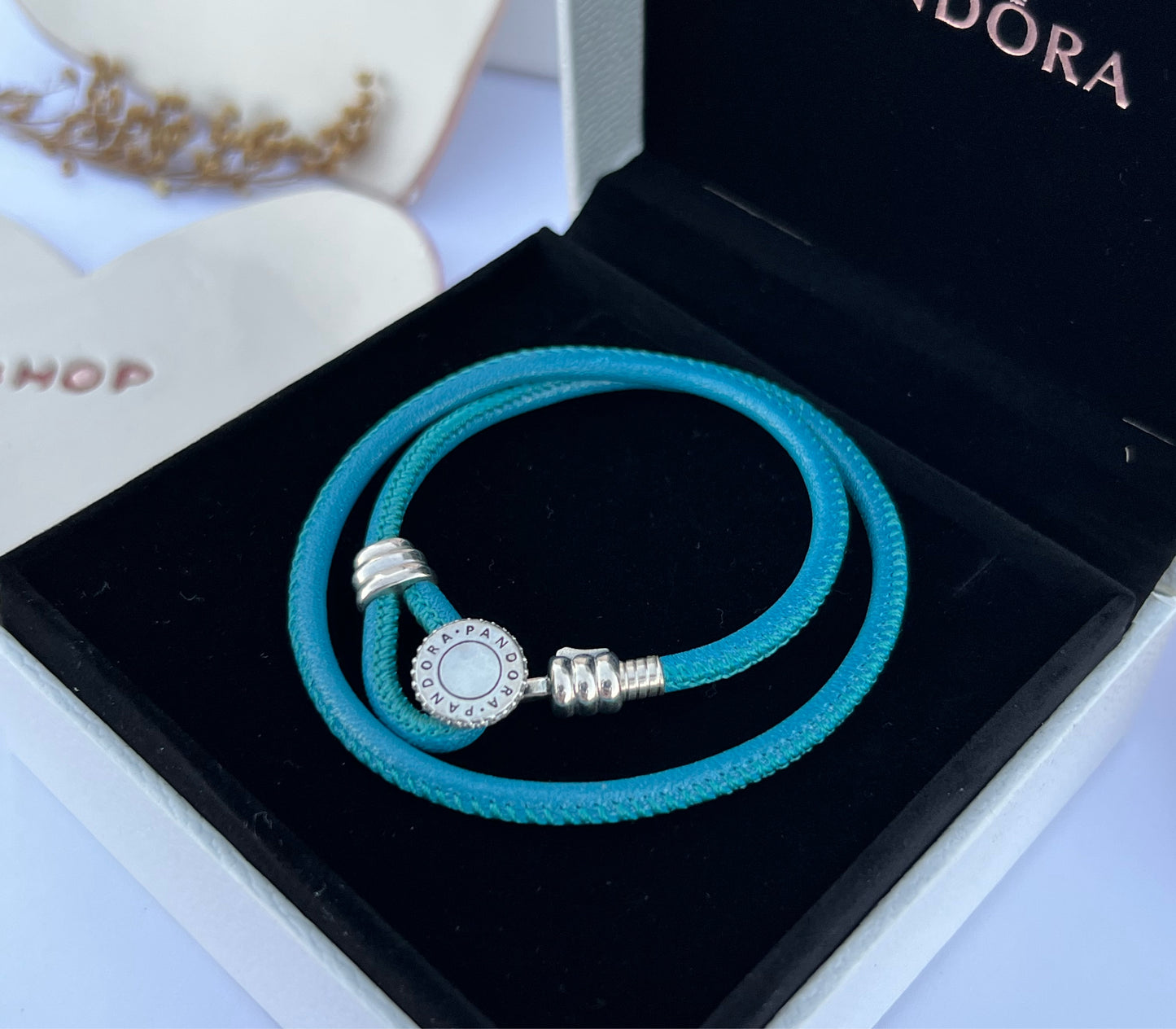 Brazalete Moments Cuero Aqua