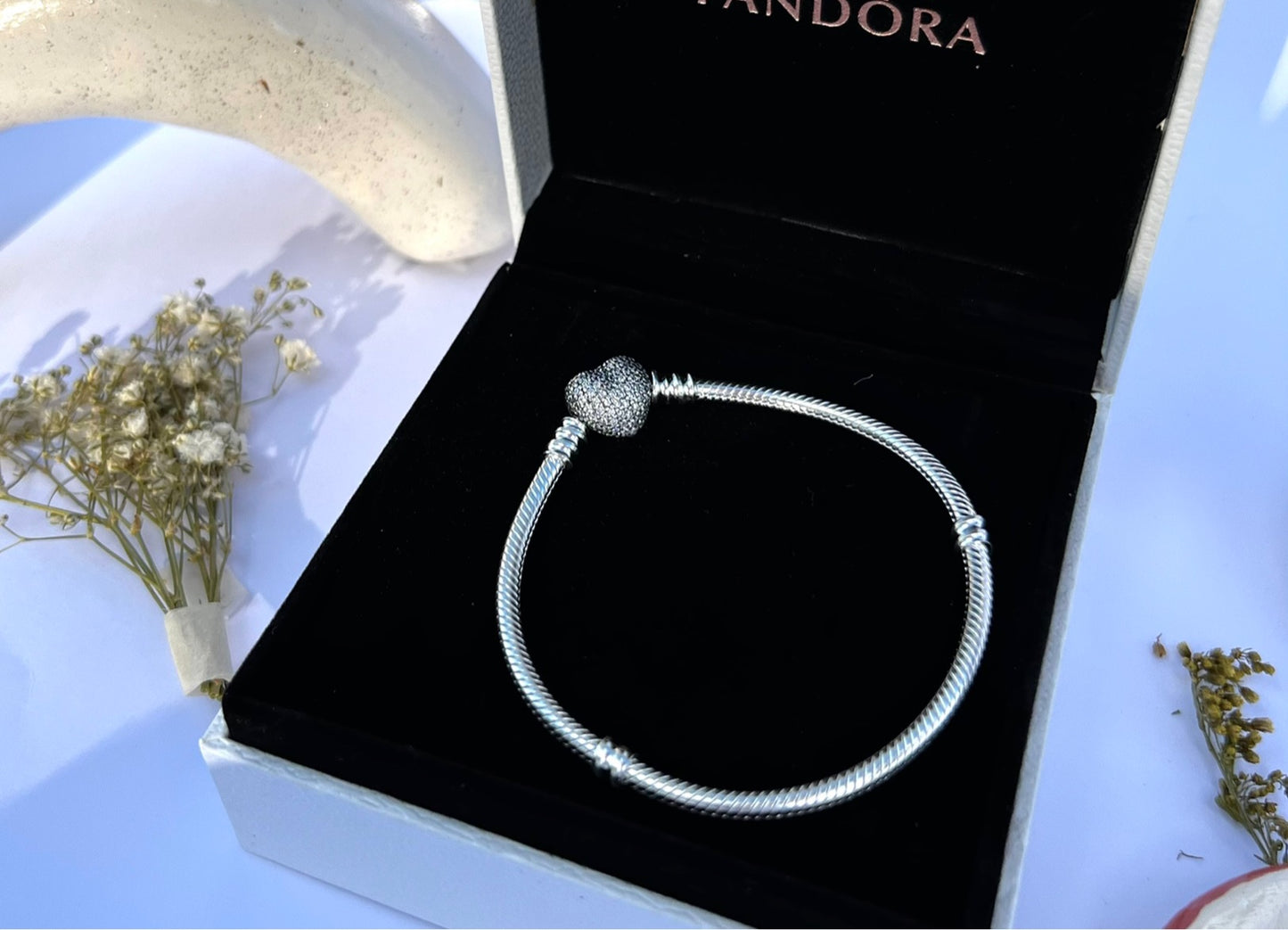Brazalete Corazón Brillante Plateado