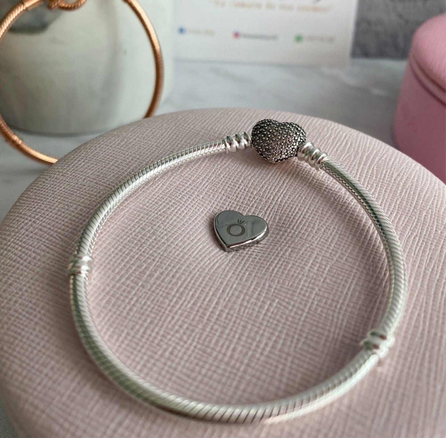 Brazalete Corazón Brillante Plateado