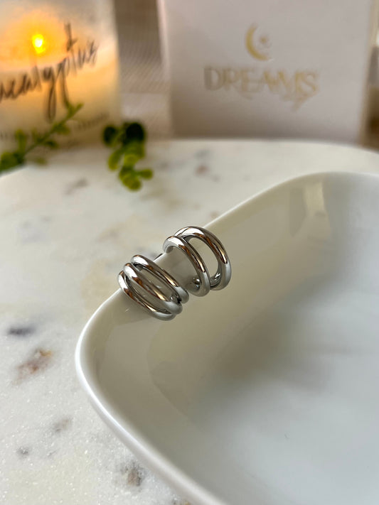 Triple Silver Hoops