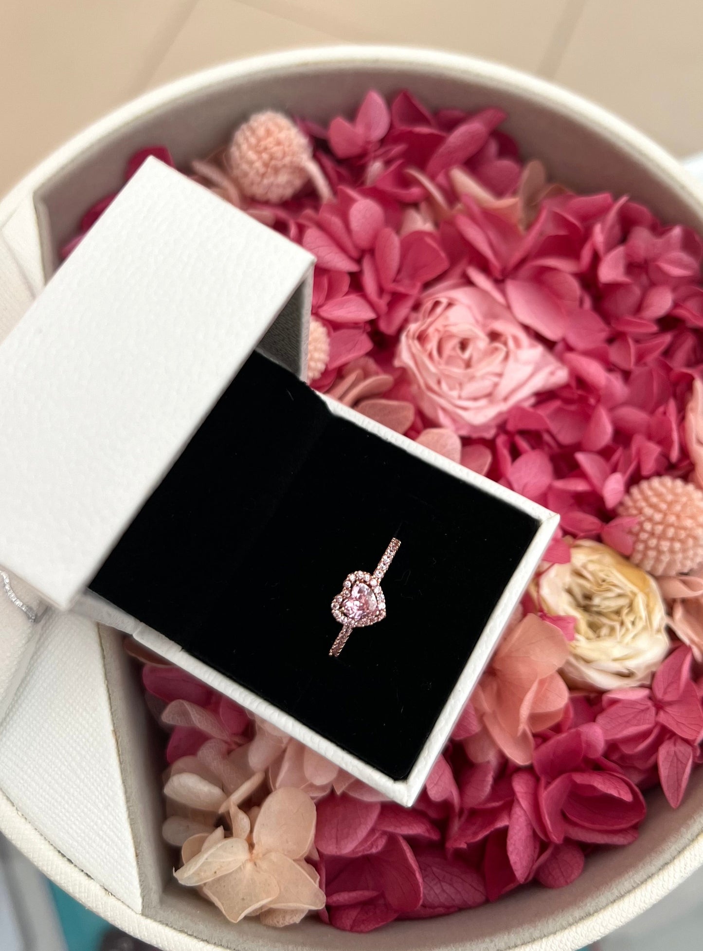 Anillo Corazón Brillante Rosa