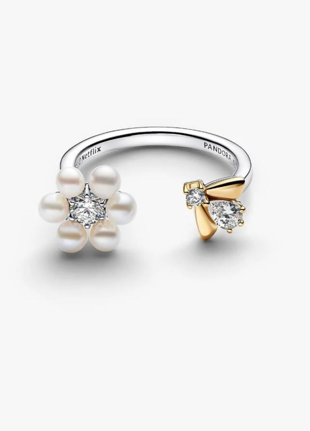 Anillo Abierto Abeja y Flor - Bridgerton