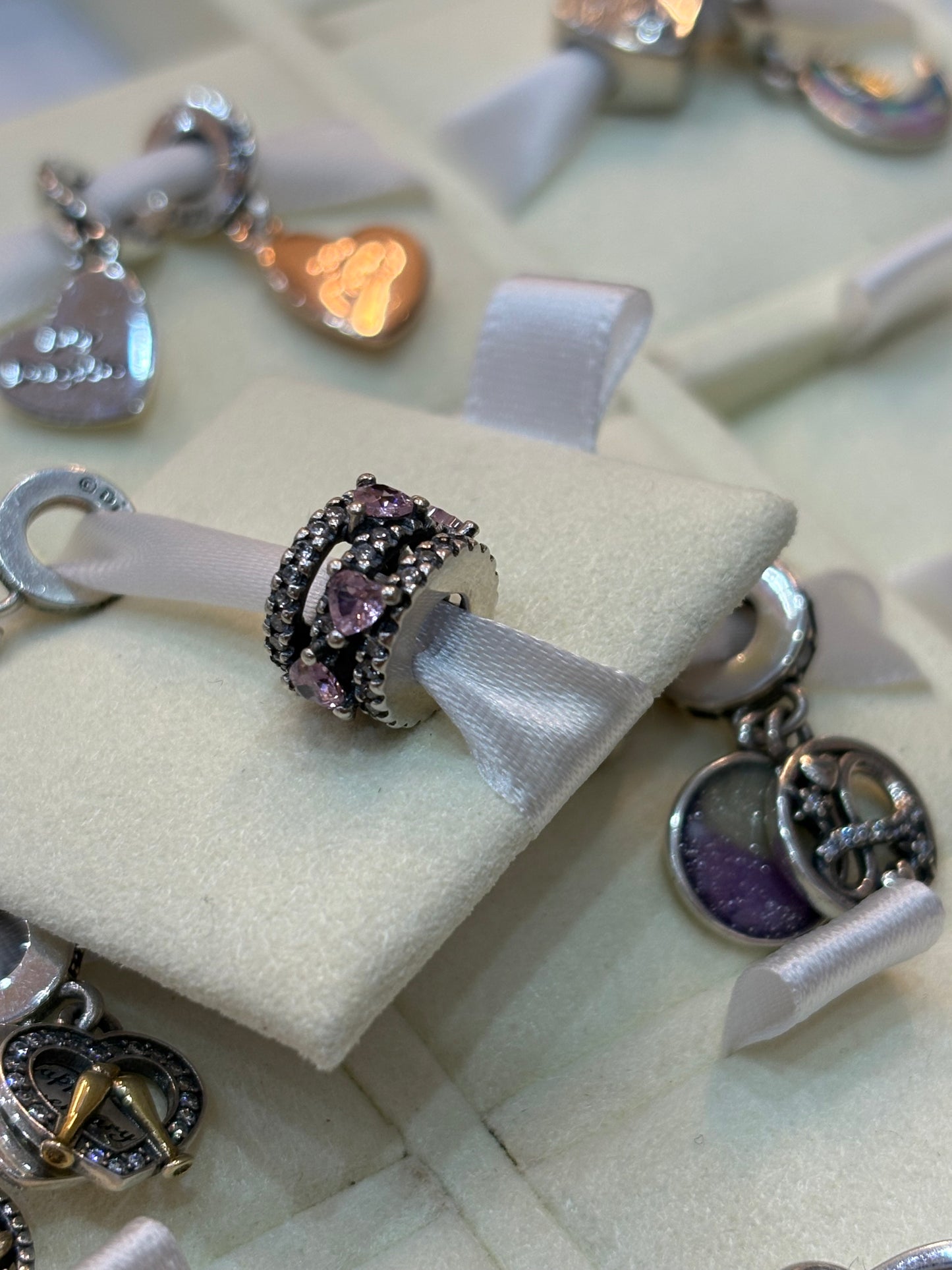 Halo Corazones Rosa - Silver