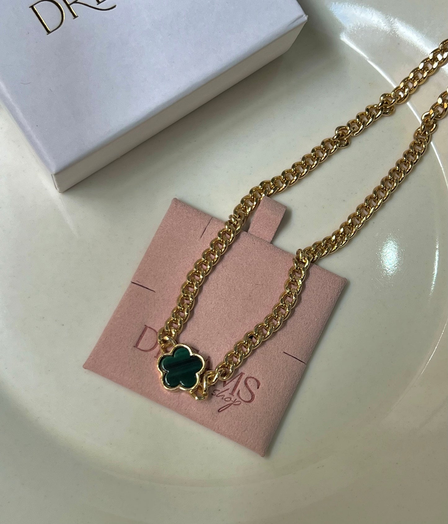 Collar Green & Gold - Chunky Chain Van Cleef