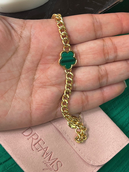 Brazalete Green & Gold - Chunky Chain Van Cleef