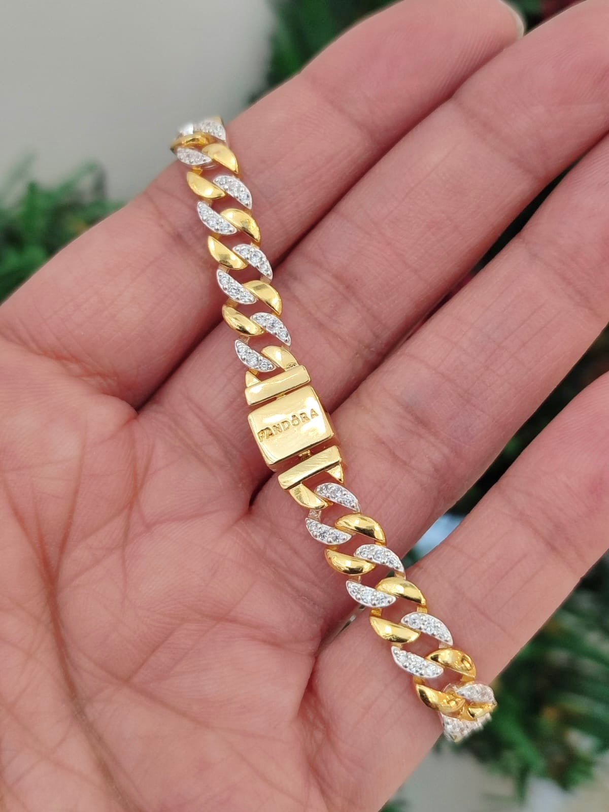 Brazalete de Cadena Pave Dos Tonos de Pandora Timeless - Silver y Gold