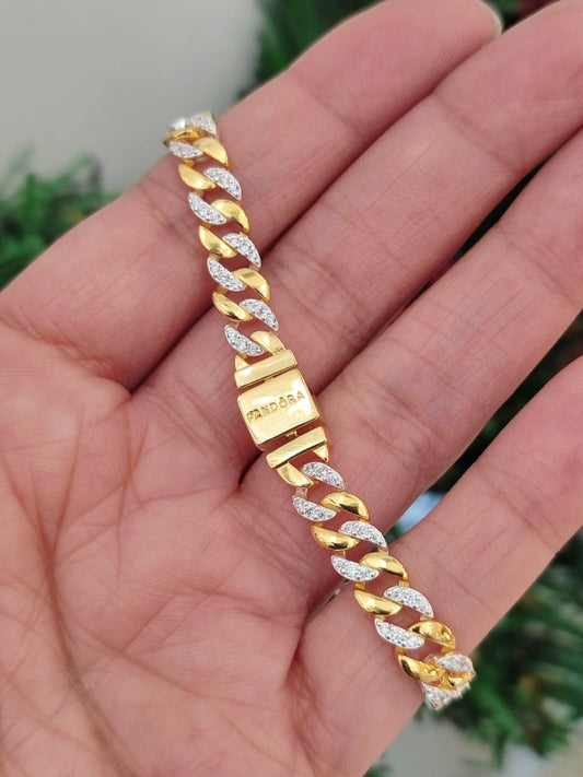 Brazalete de Cadena Pave Dos Tonos de Pandora Timeless - Silver y Gold