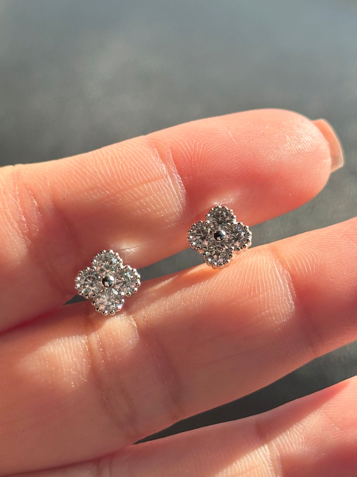 Aretes Trébol Silver - Moissanita