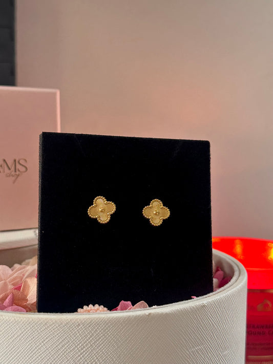 Aretes Solitario Trébol Gold