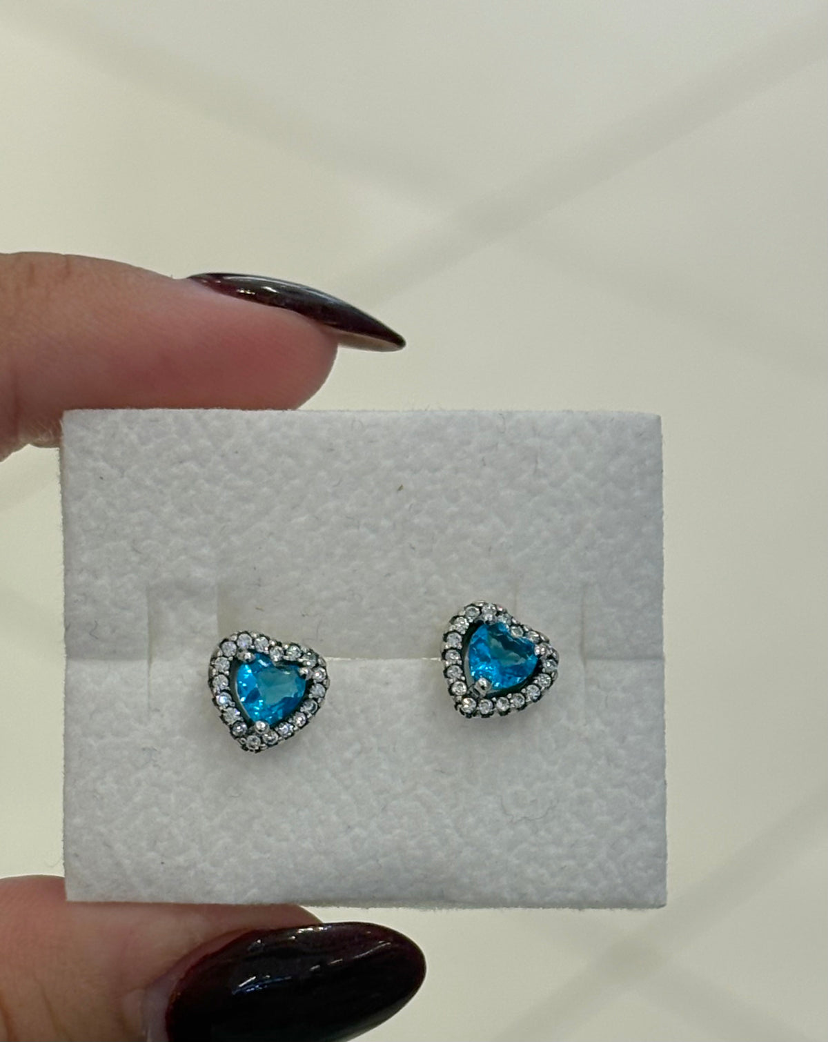 Aretes Corazón Brillante Azul - Silver