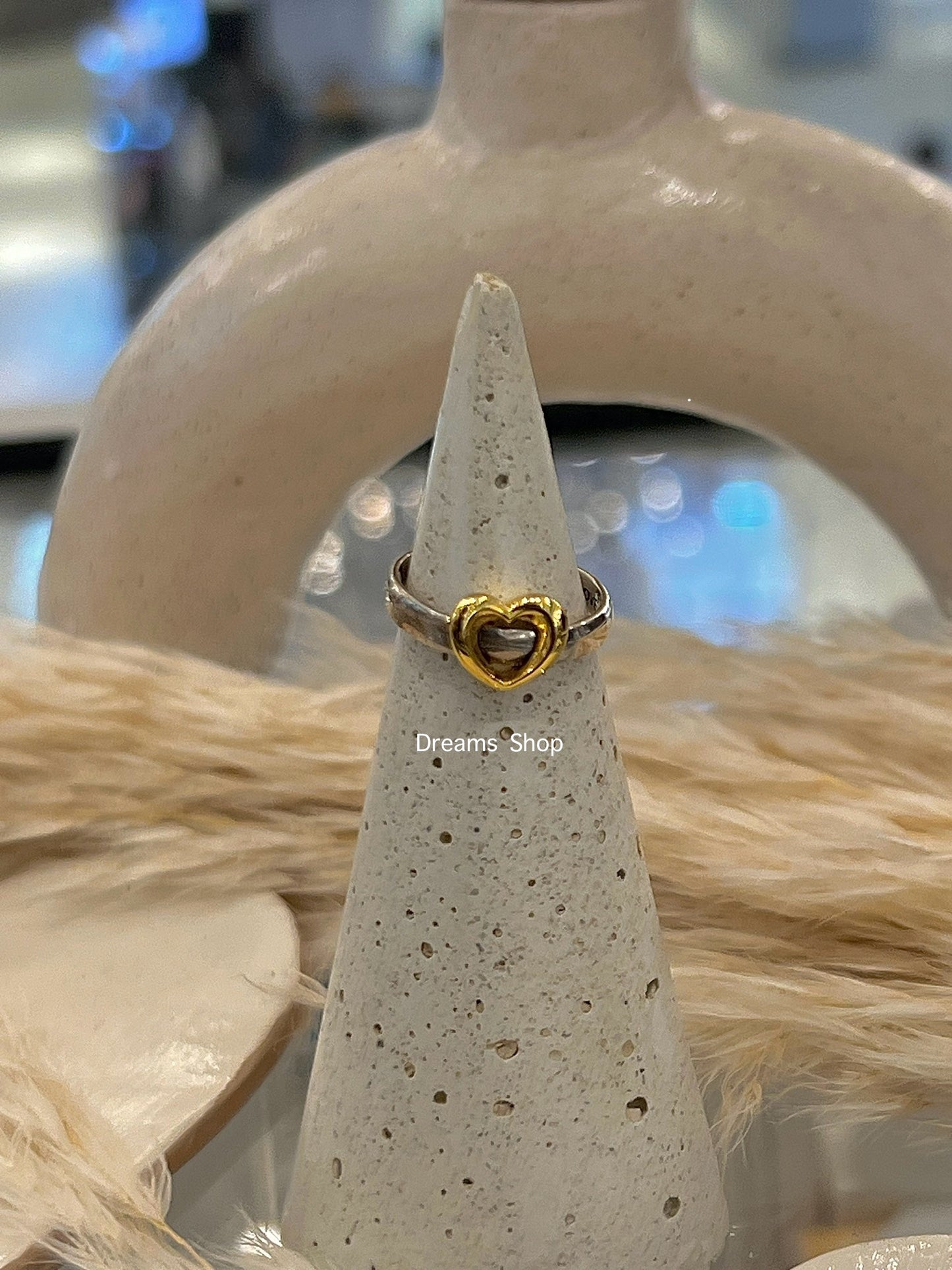 Anillo Corazón Radiante Deslizante Dos Tonos