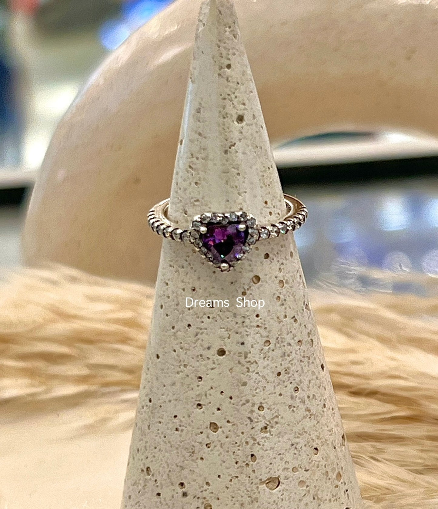 Anillo Corazón Morado Brillante