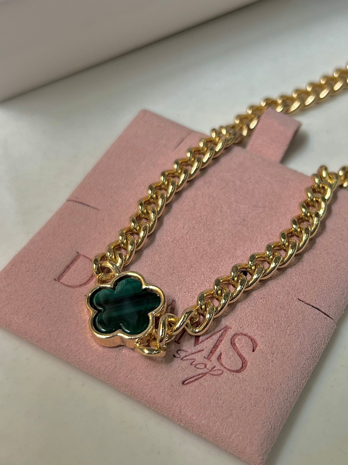 Collar Green & Gold - Chunky Chain Van Cleef