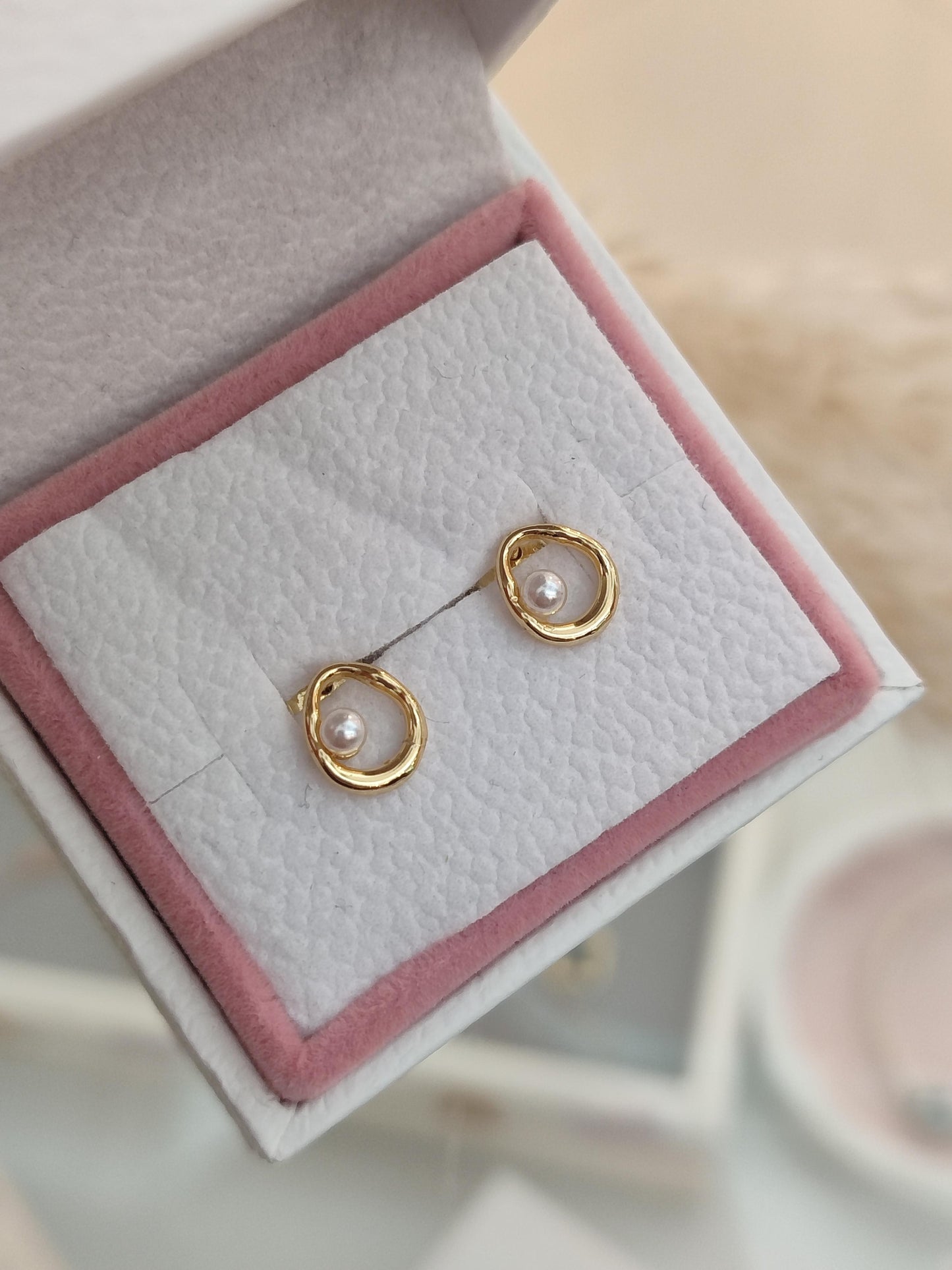 Aretes Perla Vintage Irregular - Gold