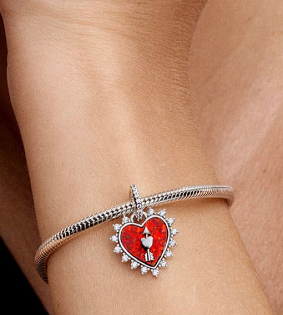 Charm Colgante y Corazón - Rojo