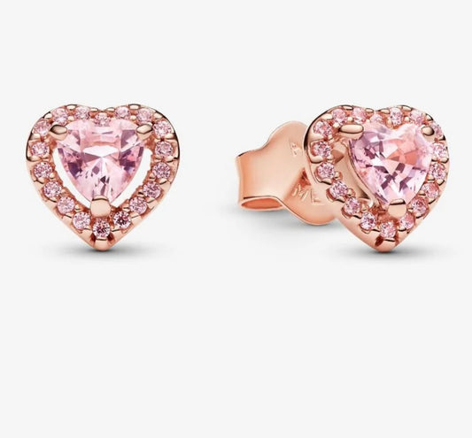 Aretes Corazón en Relieve Rosa - Nuevos