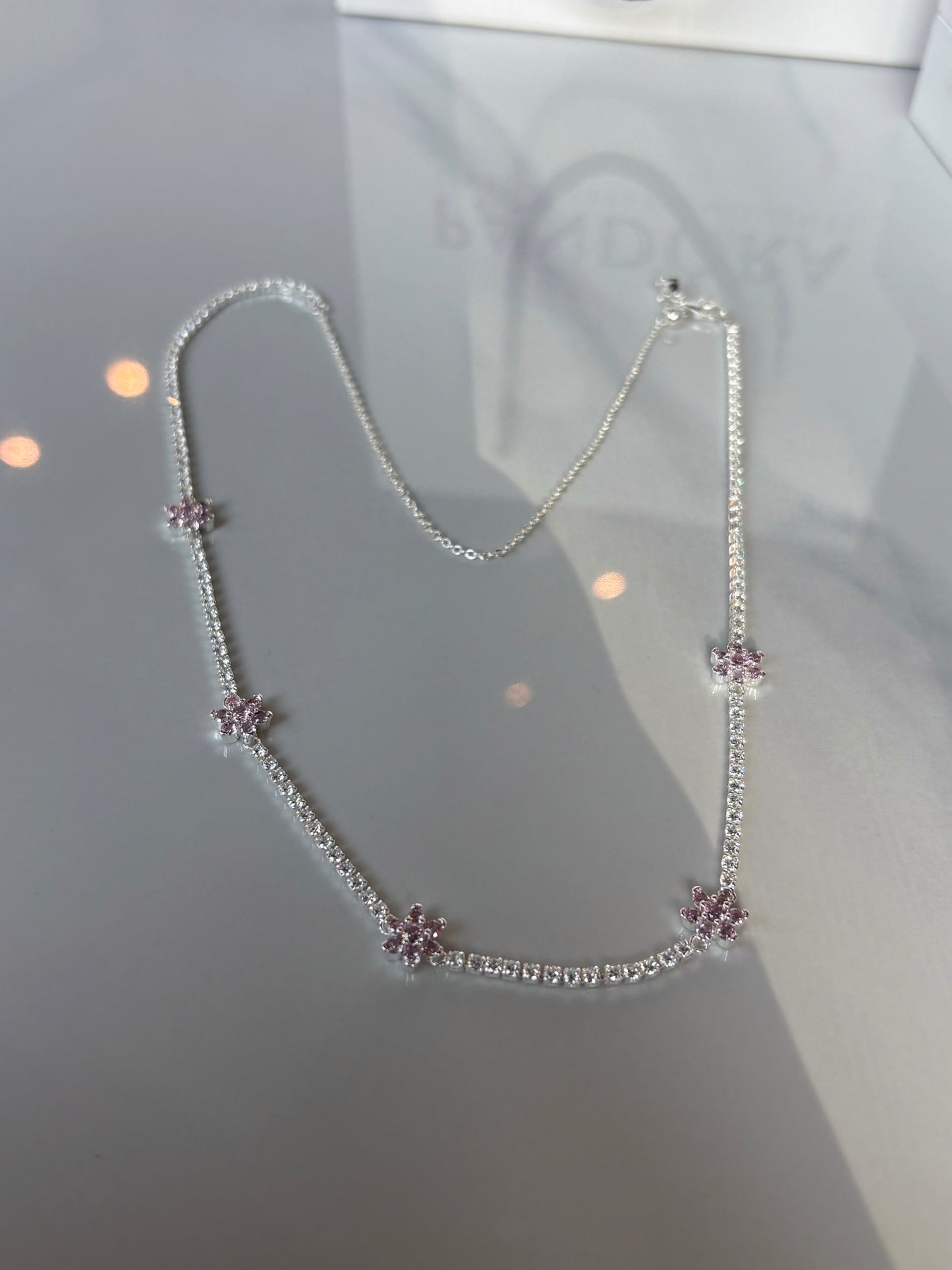 Collar Tenis Flor Rosa