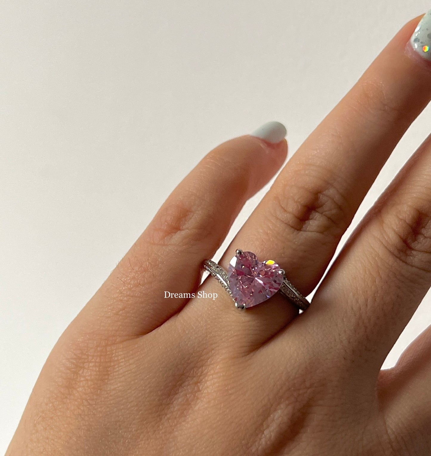 Pink Heart Doble Ring