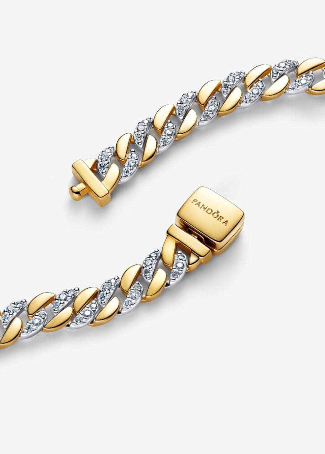 Brazalete de Cadena Pave Dos Tonos de Pandora Timeless - Silver y Gold